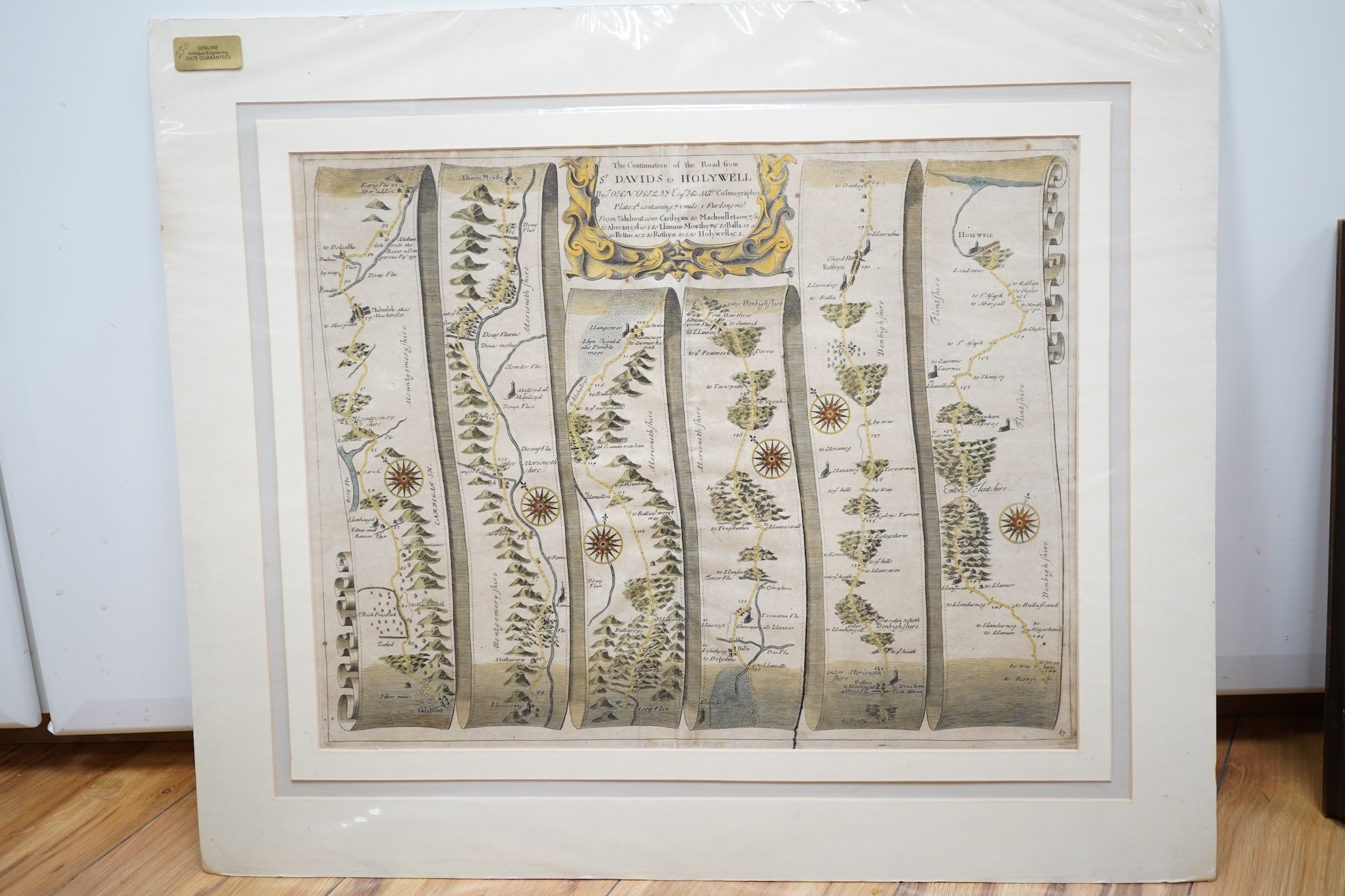 John Ogilby (1600-1676), a Coloured Road Map 